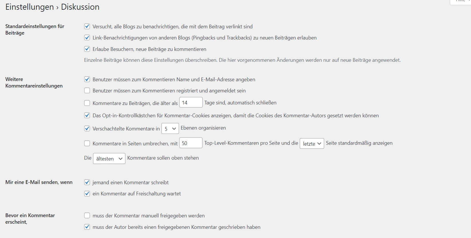 Grundlegende WordPress Einstellungen