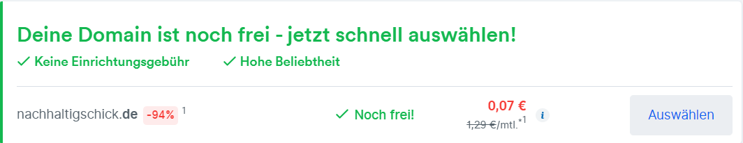 Domain verfügbar Beispiel