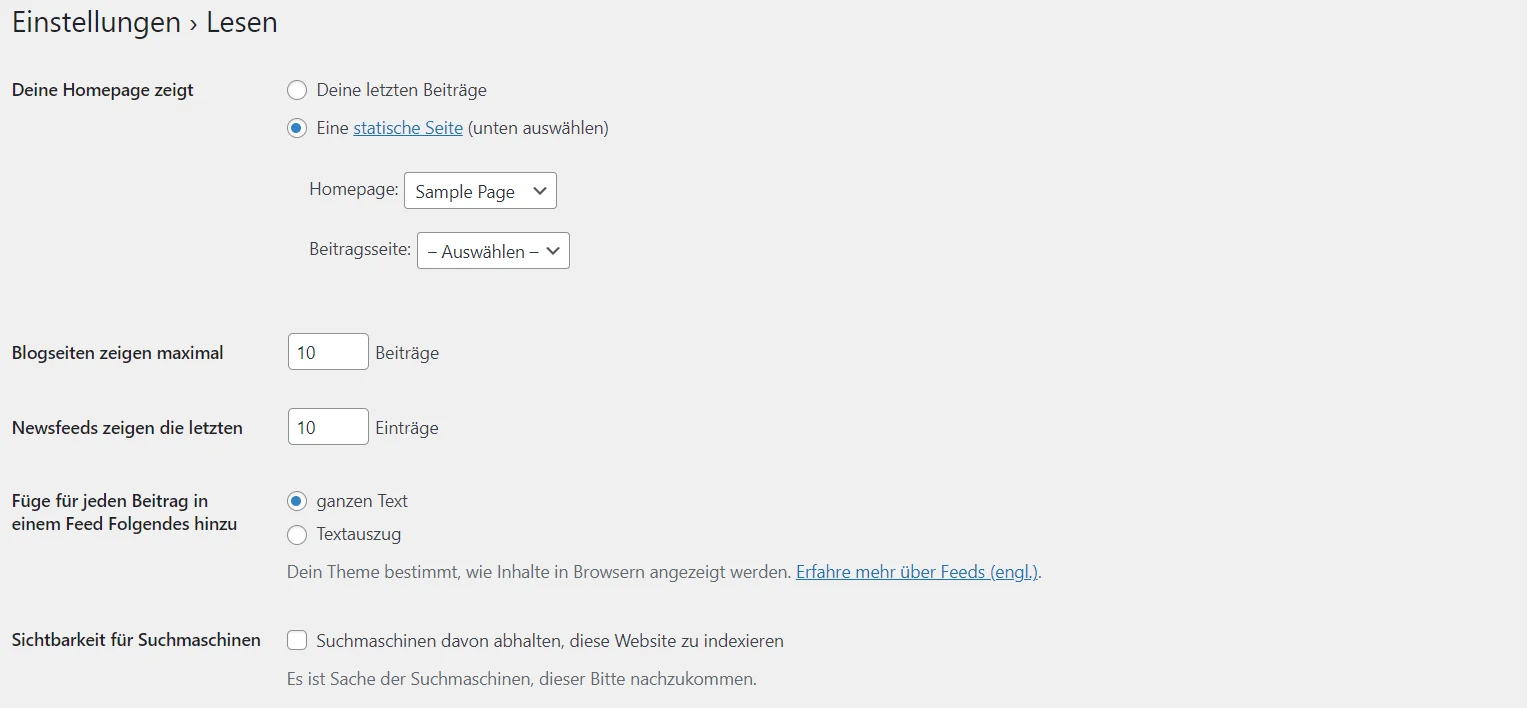 Grundlegende WordPress Einstellungen